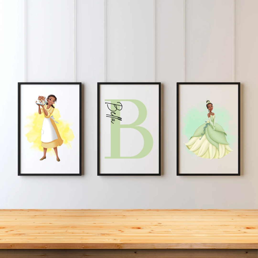Princess Initial & Name Set of 3 Prints
