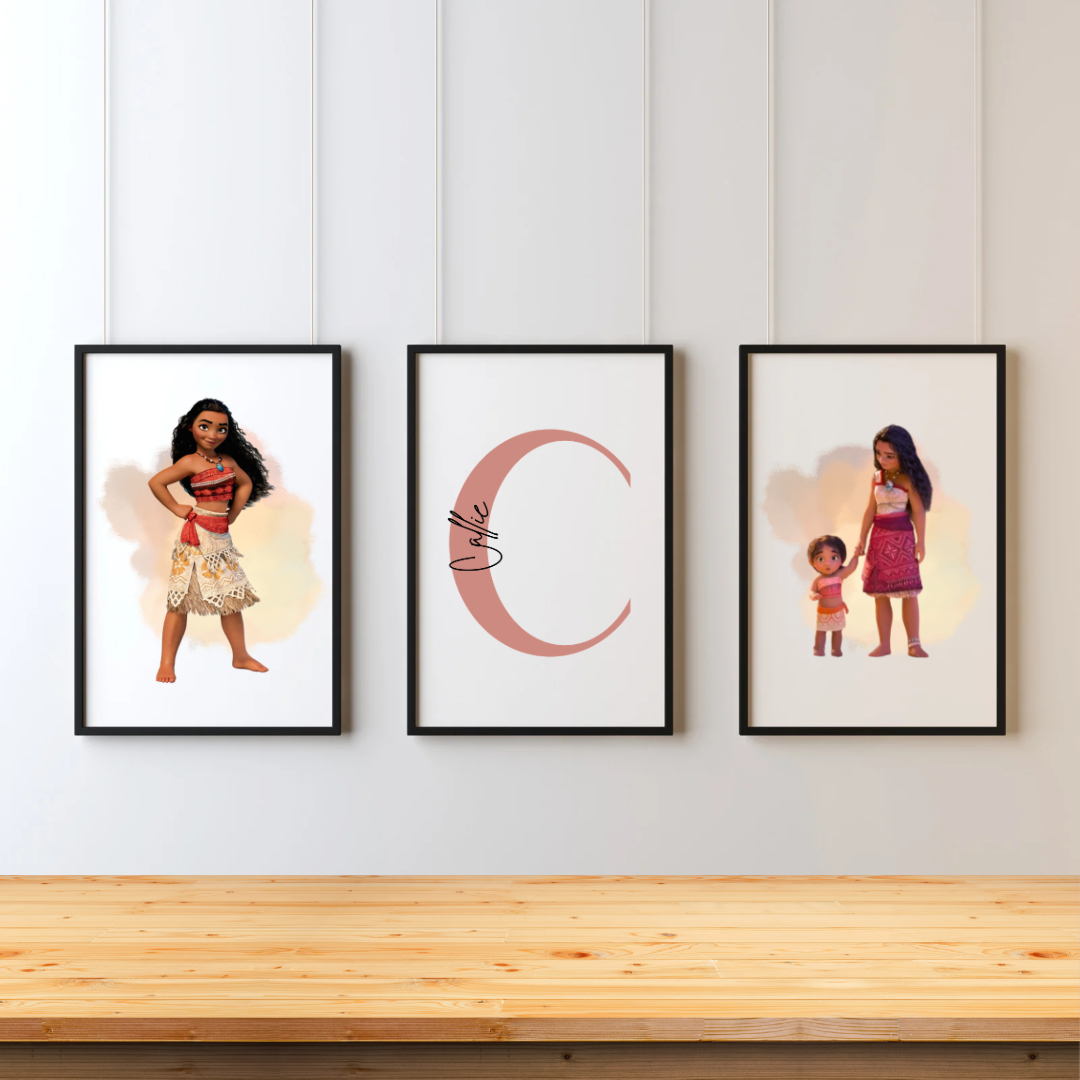 Princess Initial & Name Set of 3 Prints