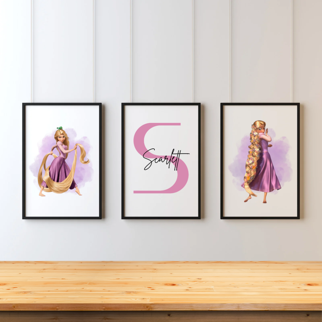 Princess Initial & Name Set of 3 Prints
