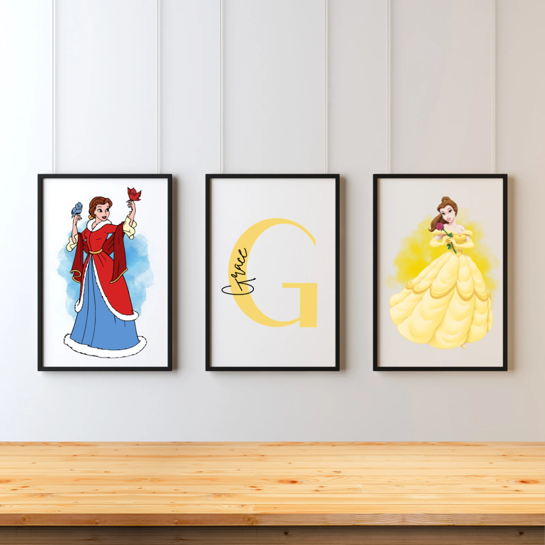 Princess Initial & Name Set of 3 Prints