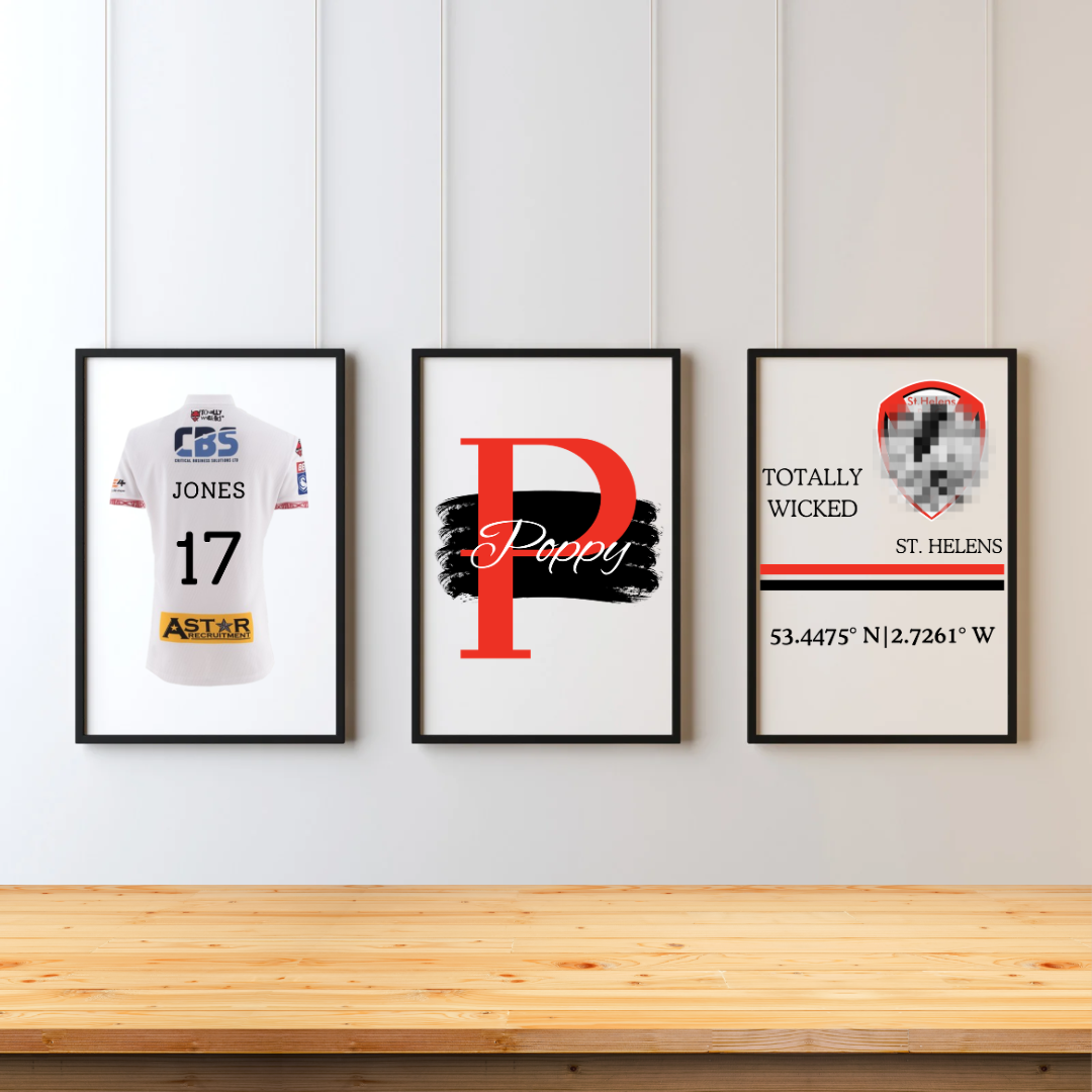 Personalised Rugby Name & Initial Set of 3