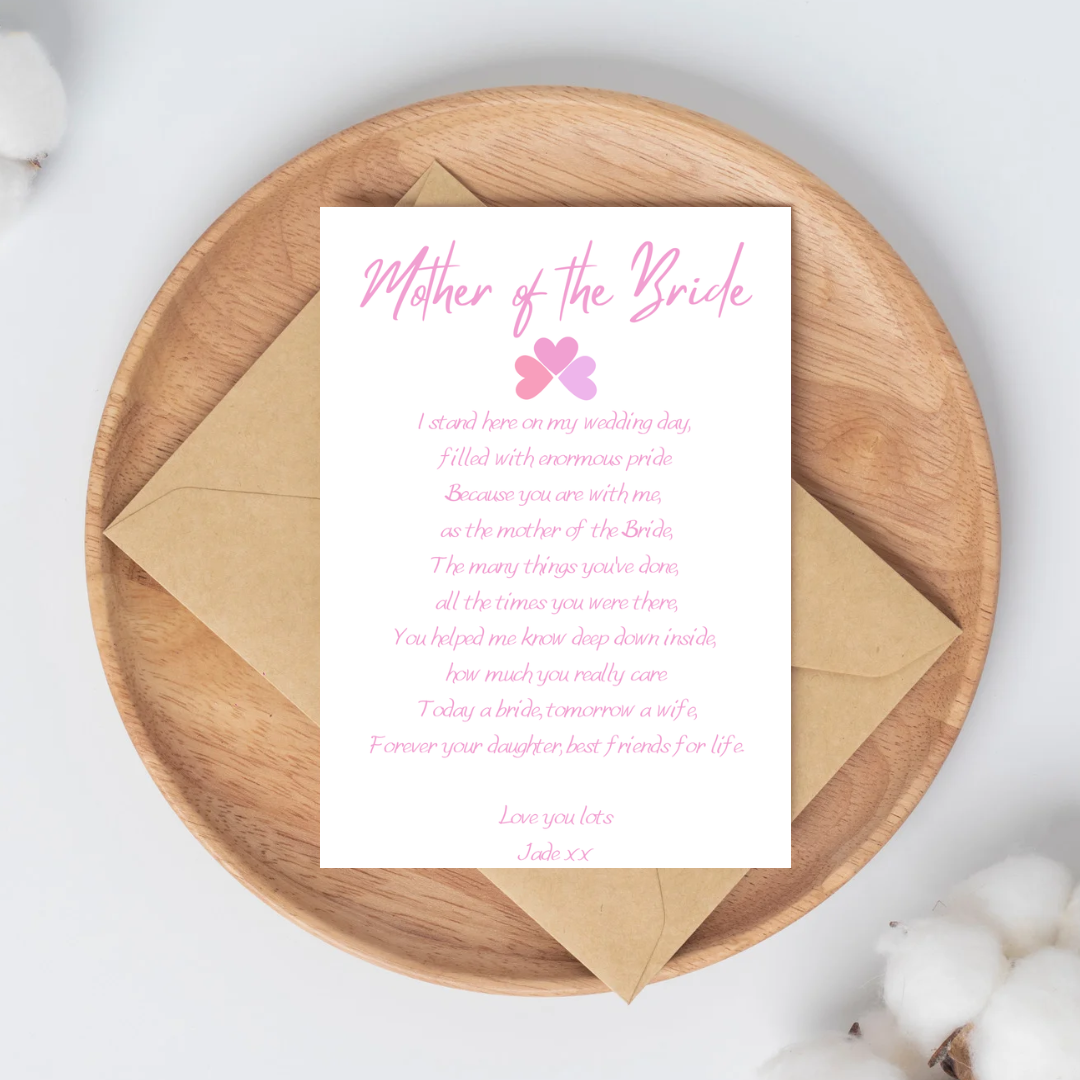 Bridal Party Poem Letters