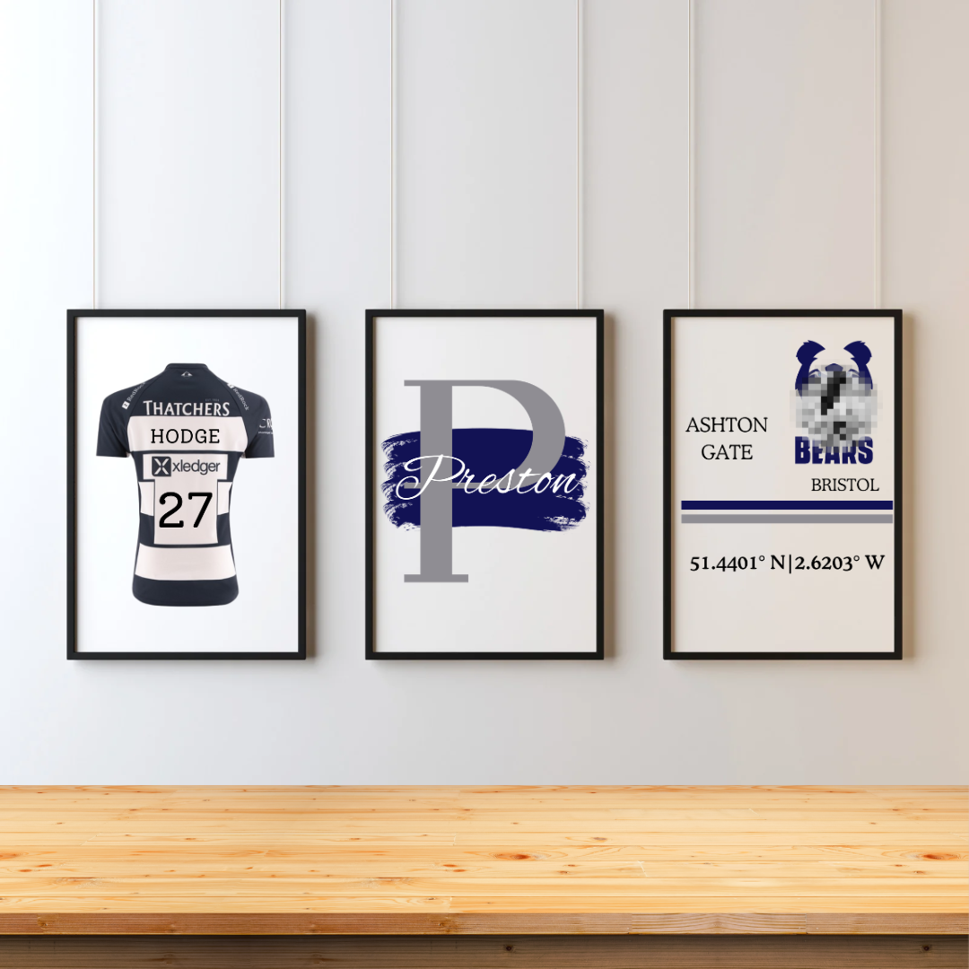 Personalised Rugby Name & Initial Set of 3