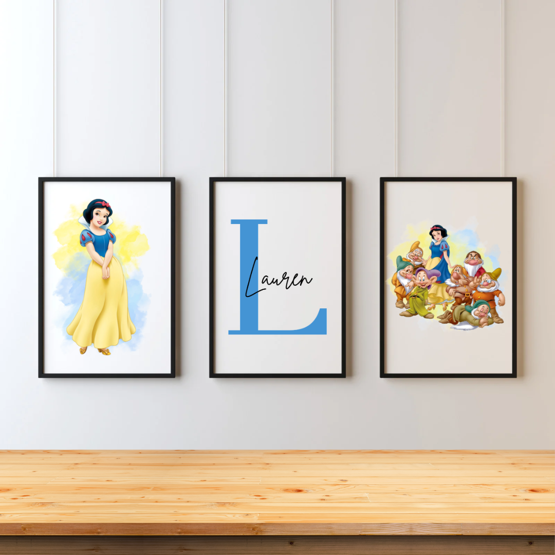 Princess Initial & Name Set of 3 Prints