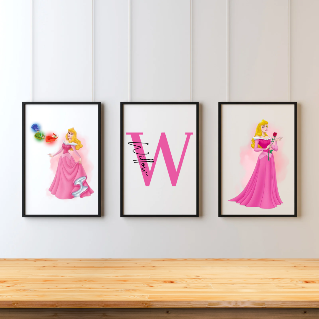 Princess Initial & Name Set of 3 Prints