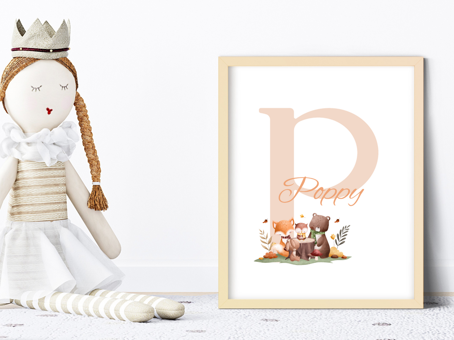 Personalised Initial Animal Nursery Print