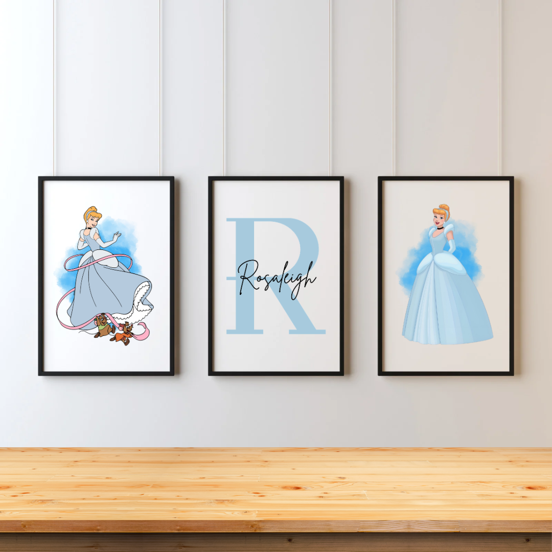 Princess Initial & Name Set of 3 Prints