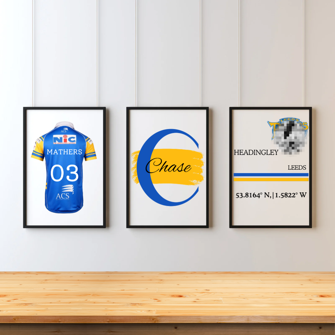 Personalised Rugby Name & Initial Set of 3