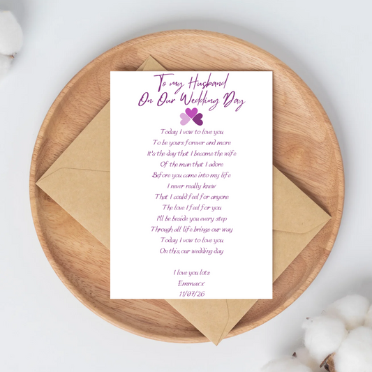 Bridal Party Poem Letters