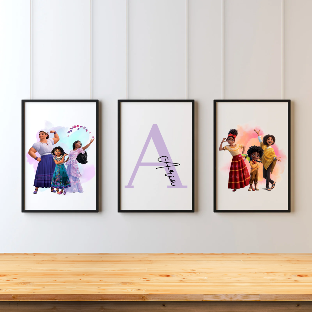 Princess Initial & Name Set of 3 Prints