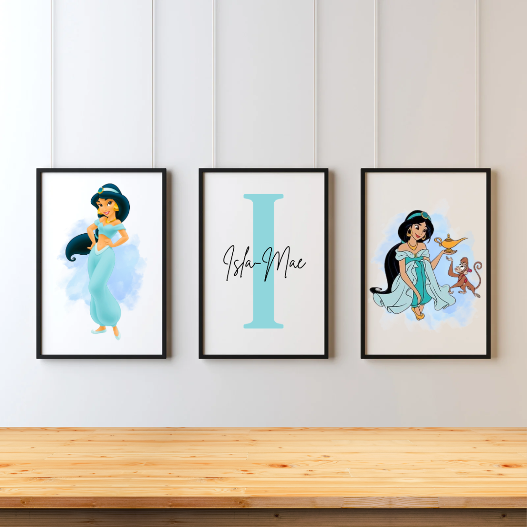 Princess Initial & Name Set of 3 Prints