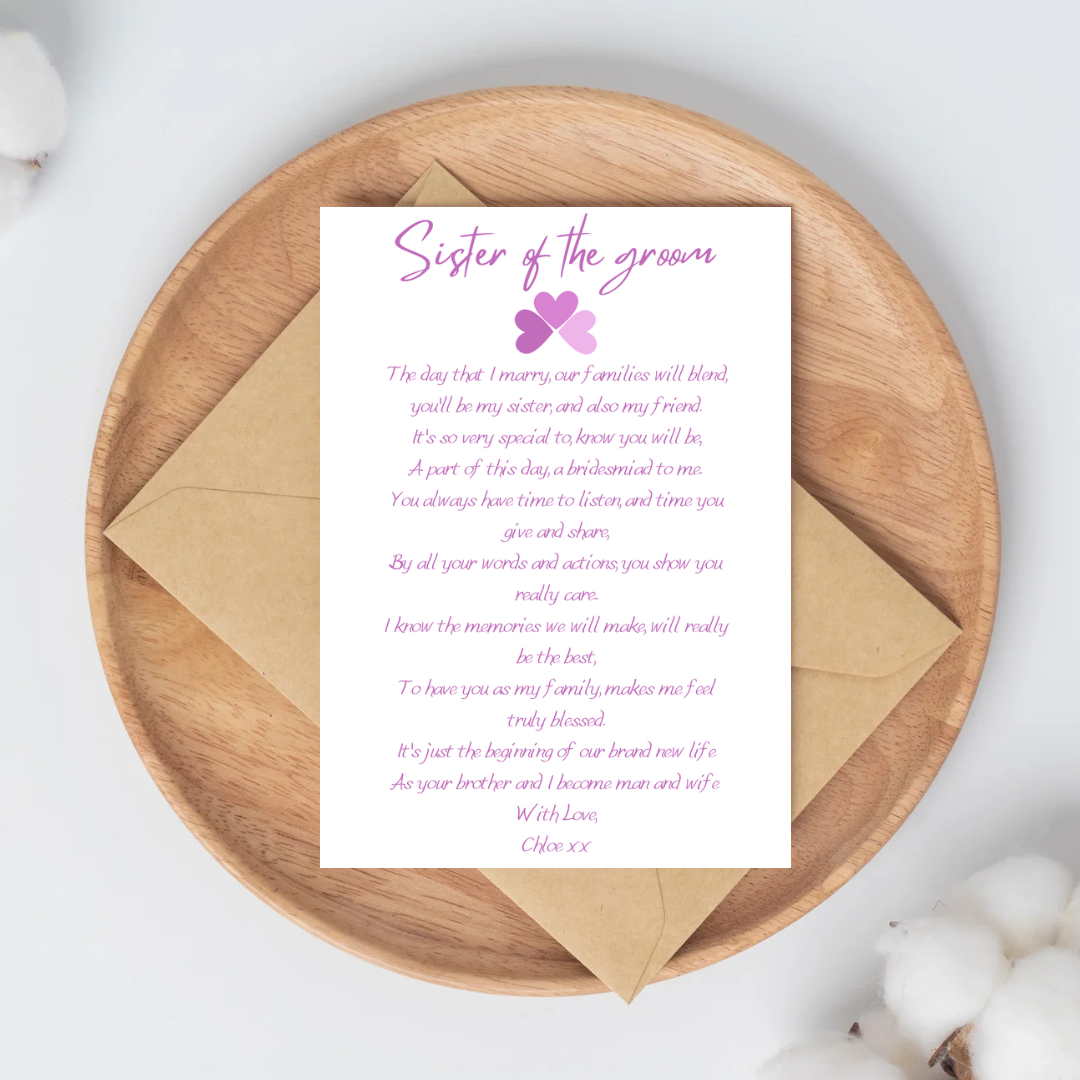 Bridal Party Poem Letters