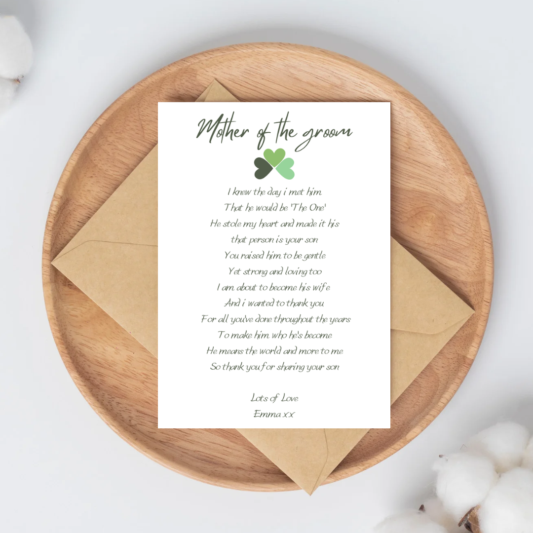 Bridal Party Poem Letters