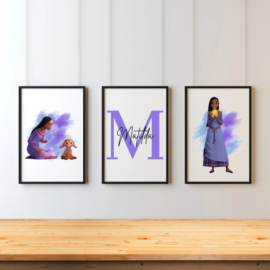 Princess Initial & Name Set of 3 Prints